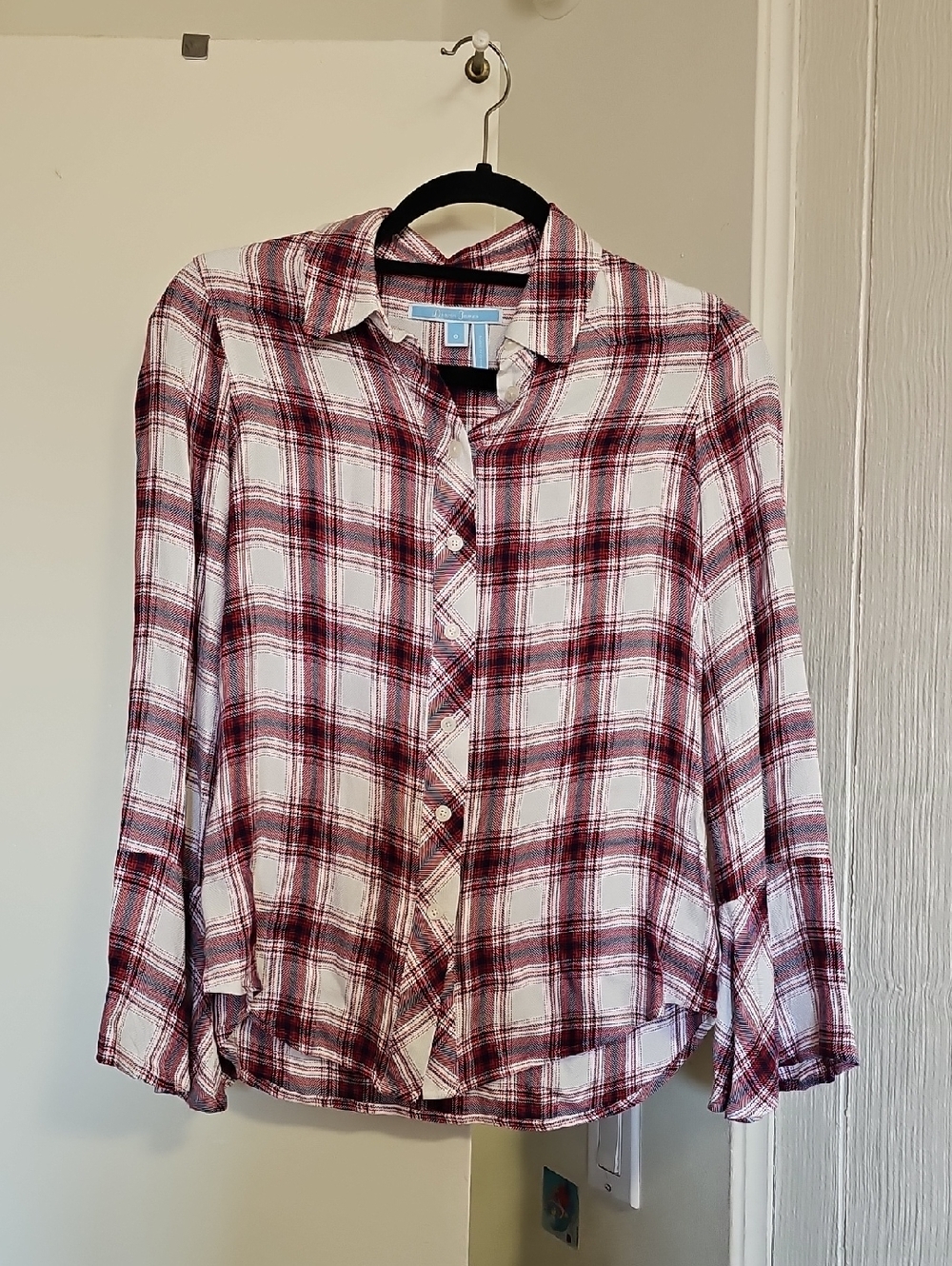 Draper James Plaid Flannel Button-Down with Bell Sleeves Size 0.